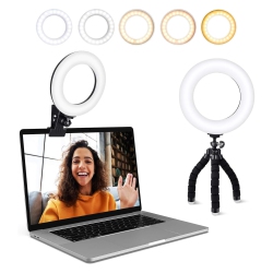 MYACUC 4.5-Inch Ring Fill Light, Computer Clip-On Fill Light With 5 Colors, Suitable for Computer Video Conferencing And Live Broadcast