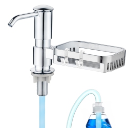 MYACUC Kitchen Sink Soap Dispenser With Sponge Holder, Built-In Soap Dispenser Pump, Strong Suction Suitable for Kitchen