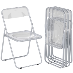 HOMCOM Acrylic Folding Chairs 4 Pack, Transparent Foldable Chairs for Indoor, Living Room, Home Office, Party, Event, Clear