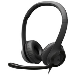 Logitech H390 On-Ear Noise Cancelling Wired Headphones - Midnight Black