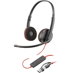 HP POLY Refurbished (Excellent) - Wire 3220 On-Ear Noise Cancelling USB-C Stereo Headset With Mic - (8X228Aa) In Black