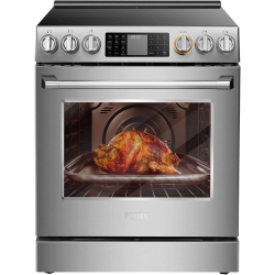 FOTILE Res30552 Stainless Steel 30" Slidein Electric Range \w True Convection And Air Fry, 5-Burner Stove, 5.7 Cu. Ft. Oven, Self-Cleaning Mode