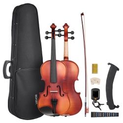 VEVOR 4/4 Full Size Violin for Adults, Violin Fiddle Set for Beginners Student \w Hard Case, Rosin, Bow, Shoulder Rest, Bridge, Extra Strings