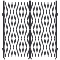 VEVOR 155.12 X 86.81 In (W X H) Double Folding Security Gate, Lockable Scissor Gate \w 360° Swivel Casters, Outdoor Barricade Steel Retractable