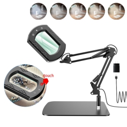 MYACUC 10X Rectangular Magnifying Glass With Light, 5 Color Modes, Stepless Dimmable Magnifier With Stand for Reading And Painting Maintenance