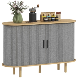 HOMCOM Fluted Sideboard Buffet Cabinet \w Tambour Sliding Doors, 47" Modern Coffee Bar Cabinet \w Storage Shelves And Wooden Legs, Kitchen Credenza