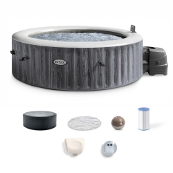 INTEX Purespa Greywood Deluxe Spa Set, 170 Bubble Jet Hot Tub With Cover, 85X28