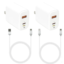 AMAZE 30W Lightning 3-Port Wall Charger And USB-C Cable Bundle