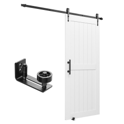 VEVOR 36 X 84 Inch Sliding Barn Door, High-Strength Mdf Panel, Barn Door \w Hardware Kit, Water-Proof Pvc Surface, Easy to Install, H-Frame