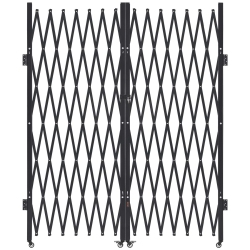 VEVOR 145.67 X 86.81 In Double Folding Security Gate, Lockable Scissor Gate \w 360° Swivel Casters, Outdoor Barricade Steel Retractable Gates, For