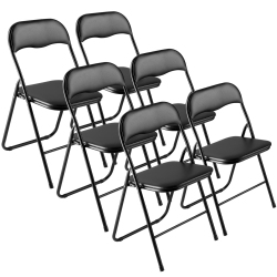 VEVOR 6 Pack Folding Chairs, Foldable Leather Chairs \w Heavy Duty Metal Frame & Padded Cushion, Portable Folding Card Table Chairs, Stackable Seats