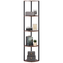 VEVOR 5 Tier Corner Shelf \w Led Light, 64" Tall Corner Bookshelf \w Storage Shelves for Collectibles, Display Shelf \w Multi-Color Lights