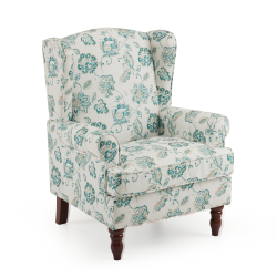 U-HOMY 37.5" H Modern Accent Chair, High Back Armchair, Upholstered Fabric Button Single Sofa With Wooden Legs for Living Room - Light In Green