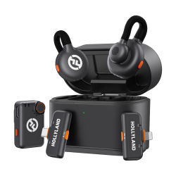 HOLLYLAND Lark M2S Ultimate Combo (Camera Rx+USB-C Rx+Lightning Rx) Wireless Lavalier Microphone for Iphone/camera/android/pc, Compact Mic, Titanium