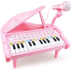 PRIME MADE Love&mini Kids Piano Keyboard Toy 24 Keys Electronic Educational Musical Instrument With Microphone In Black