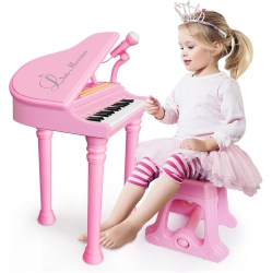 PRIME MADE Love&mini Piano Toy Keyboard 31 Keys for Kids Birthday Gift Music Instruments With Microphone In Pink