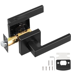 VEVOR 1 Pack Passage Door Handle, Matte Door Lever, Left Or Right Handing Reversible Lever Non-Locking, 45° Rotation to Open, Universal Square
