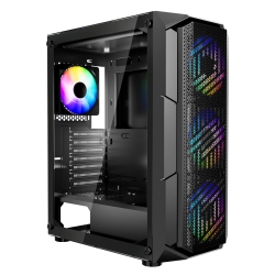 VEVOR PC Gaming Case, Mid-Tower, Computer Case \w High-Airflow Tempered Glass Panel, Dust Filter, 4 X 120 MM Argb Fans, for Gpu Up to 320 MM In