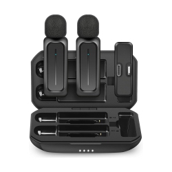 MYACUC 2 PCs Wireless Lavalier Microphone for Iphone Android \w Charging Case 7H Clip On Lapel Microphone Wireless for Video Recording Vlogging,