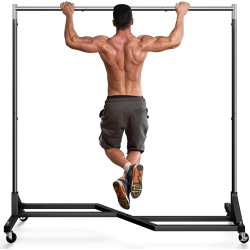 MR IRONSTONE Clothing Rack, 63 Inches Heavy Duty Garment Rack On Wheels, Commercial Grade Clothes Rack \w X Base, Rolling Clothes Racks for Hanging