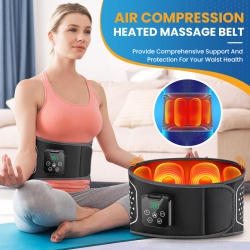 MYACUC Cordless Heated Lower Back Massager, Inflatable Lumbar Belt for Pain Relief, Deep Tissue Air Compression & Vibration Therapy, Shiatsu Back