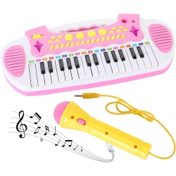 PRIME MADE Piano Toy Keyboard for Kids Multifunctional Music Instruments With Microphone for Girls Birthday Gift 3 4 5 Years Old 31 Keys