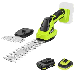 SNAPFRESH 20V Cordless Hedge Trimmer 2 In 1 Hedge Trimmer And Grass Shears With 2.0Ah Battery And Fast Charger