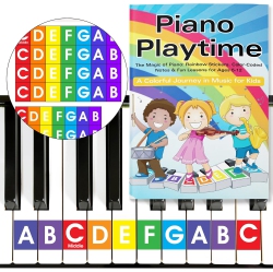 PRIME MADE Qmg Rainbow Color Piano And Keyboard Sticker And Kids Piano Learning Book Easy to Follow Instructions for Kids, Beginner Piano Book For