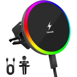 LECORK for Magsafe Mount Charger, 15W Air Vent Magnetic Wireles Car Mount Charger for Iphone 16 Pro Max Accessories, Car Phone Holder