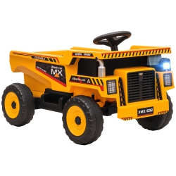 QABA Kids Ride On Dump Truck, 12V Electric Dump Bed \w Remote Control, Battery Powered Construction Vehicle \w Music, Mp3, USB for Toddlers 3-5