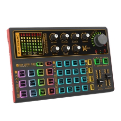 CHSSHA00 Voice Changer Sound Card With Multiple Sound Effects, Mixing Board, Live Sound Card for Live Broadcasts, Audio Mixer for Music Recording