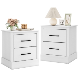GYMAX Set Of 2 18.5" Farmhouse Nightstand W/2 Drawers Compact Size End Table Living Room