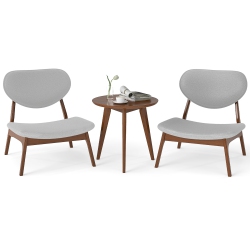 GYMAX Accent Chairs Set Of 2 W/ Side Table Living Room Chairs W/ Solid Wood Frame