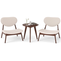 GYMAX Accent Chairs Set Of 2 W/ Side Table Living Room Chairs W/ Solid Wood Frame