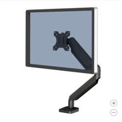 FELLOWES Series Fully Adjustable Monitor Arm – Ergonomic Desk Mount for Single Monitor In Platinum