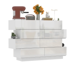FAMAPY 8-Drawer Dresser – Modern High-Gloss Finish, Spacious Storage, Durable Build, Sleek Design (39.2" H X 50.6" W X 16.2" D) In White