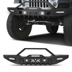 VEVOR Front Bumper Compatible \w 1987-2006 Jeep Wrangler Yj Tj, Heavy-Duty Steel Front Bumper \w 2PCs Led Light Bars, 2PCs Led Work Lights, Winch