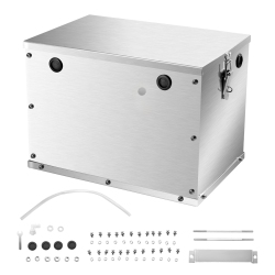 VEVOR Group 24/31 Battery Box, Trolling Motor Battery Box, Marine Batteries Case \w Handles And Rubber-Grommet Cable Holes, Aluminum Alloy Shell