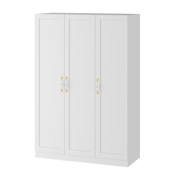 FAMAPY 3-Door Armoire – Elegant Wooden Wardrobe With Hanging Rods & 3 Shelves for Bedroom Storage (47.2" W X 19.6" D X 69.6" H) In White