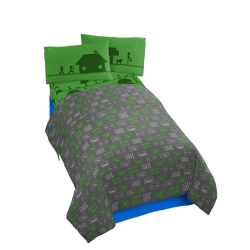 MINECRAFT Icon Adventure 4-Piece Full Sheet Set for Kids - Flat Sheet, Fitted Sheet And 2 Pillowcases