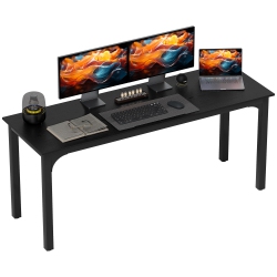 HOMCOM Large Computer Desk, 71" Long Home Office Desk for Two Person, Multi-Purpose Computer Table for Home Office Study, Distressed In Black