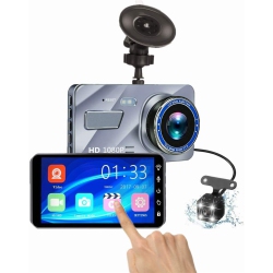 GREEN SCENIC Dual-Lens Dashcam \w A 4.0-Inch Touchscreen And Night Vision, HD Backup Camera, Front And Rear Dual Recording, Collision Sensing, And