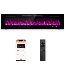 SLICKBLUE Slim Electric Fireplace Heater With Crystal Embers And Smart App Function