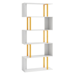 SLICKBLUE Modern 5-Tier Bookcase – Geometric Bookshelf With Metal Frame And Safety Features