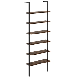 SLICKBLUE Industrial 6-Tier Ladder Shelf – Tall 72 Inch Wall Mounted Bookshelf