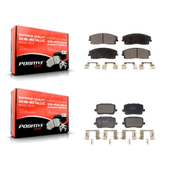 POSITIVE PLUS Front Rear Semi-Metallic Brake Pads Kit for Dodge Charger With 370MM Diameter Rotor Kpf-100692