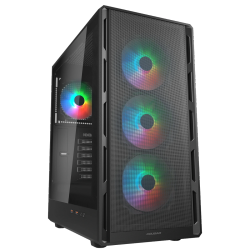 COUGAR Airface Pure RGB Mid Tower Atx Computer Case, Tempered Glass Side Panel, 4 X 120MM RGB Fan Pre-Installed In Black