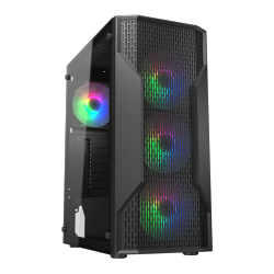 COUGAR Mx110 RGB Mid Tower Atx Computer Case, Tempered Glass Side Panel, 4 X 120MM Argb Fans Pre-Installed In Black