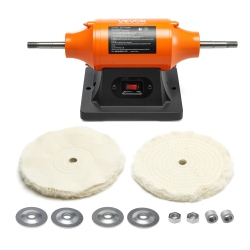 VEVOR 3/4HP Bench Buffer Polisher, 8-Inch Bench Polishing Buffing Machine, 3450Rpm Single Speed Benchtop Polisher \w 2PCs Cloth Wheels & Cast Iron