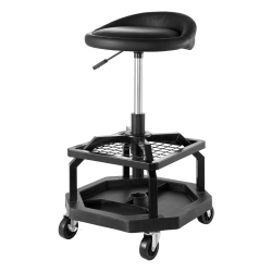 VEVOR 300 Lbs Rolling Shop Stool, Pneumatic Garage Seat/work Stool, Adjustable Height Roller Creeper Seat, 360° Swivel Padded Workshop Stool \w